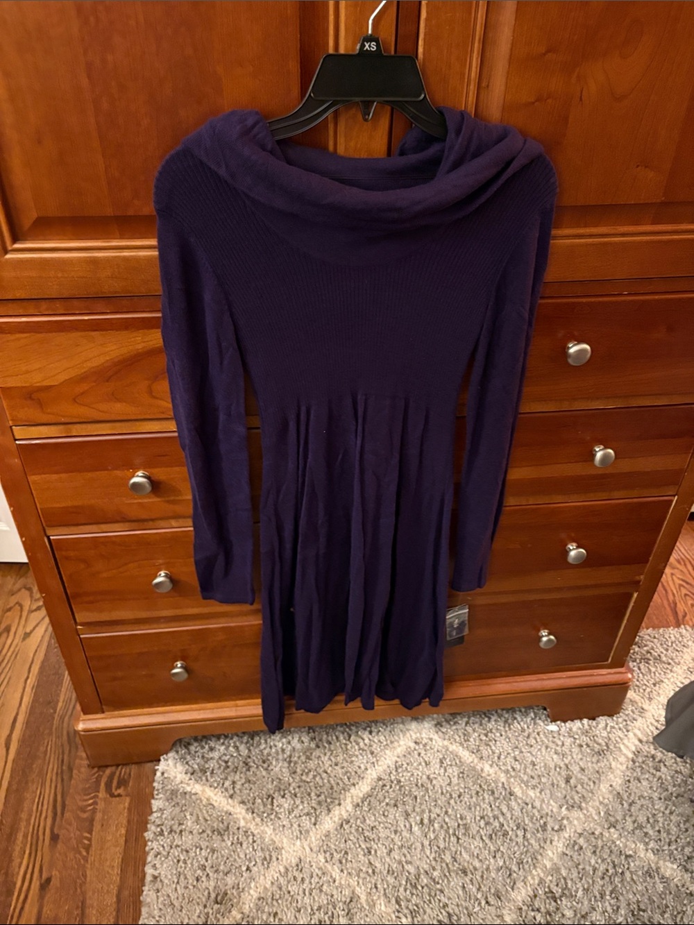 Style & Co. Purple Long-Sleeve Cowl Neck Dress